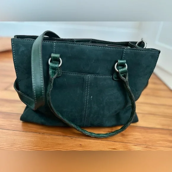 Rich Patricia Nash Dark Green Leather Primrose Suede Bag Handbag Crossbody Purse - Picture 2 of 8